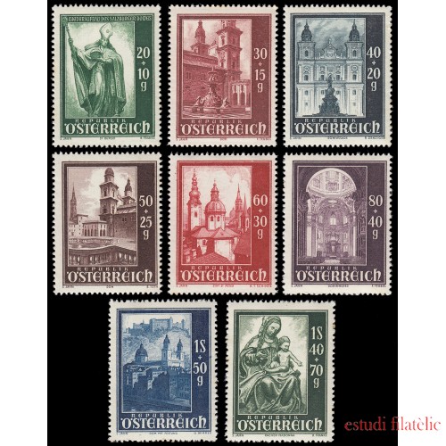 Österreich Austria 755/62 1948 Fondos reconstrucción catedral de Salzbourg MNH