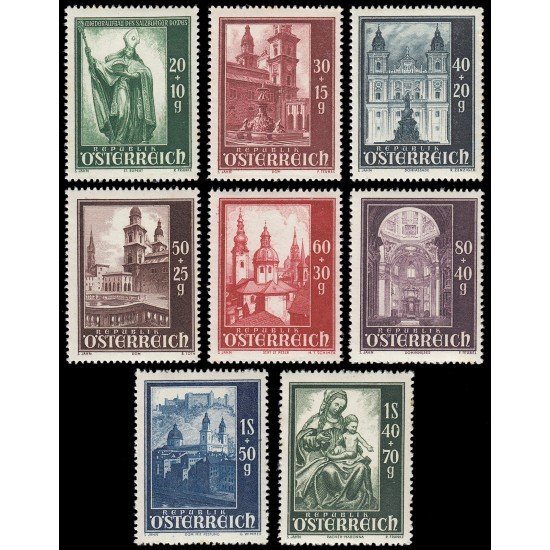 Österreich Austria 755/62 1948 Fondos reconstrucción catedral de Salzbourg MNH Österreich Austria 755/62 1948 Fondos reconstrucción catedral de Salzbourg MNH