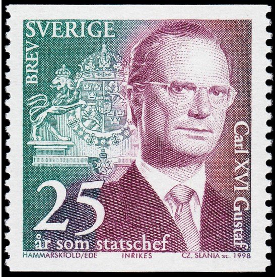 Suecia Sweden 2045 1998 25 aniv. reinado del rey Carlos Gustavo XVI MNH Suecia Sweden 2045 1998 25 aniv. reinado del rey Carlos Gustavo XVI MNH