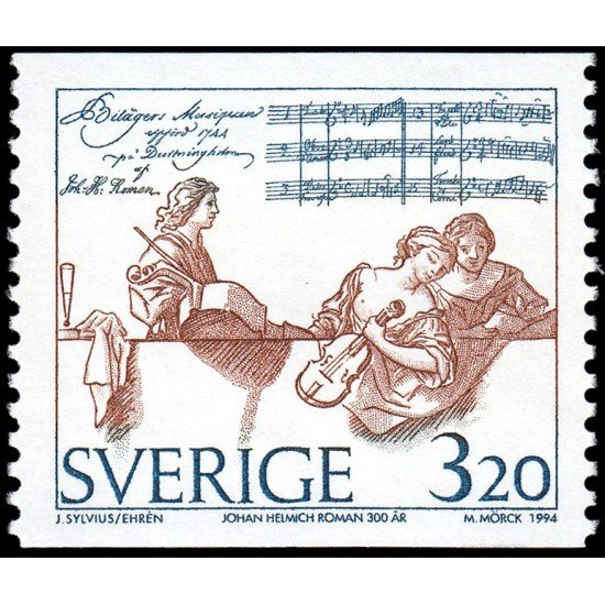 Suecia Sweden 1825 1994 300 aniv. nacimiento del músico Johan Helmich Roman MNH Suecia Sweden 1825 1994 300 aniv. nacimiento del músico Johan Helmich Roman MNH