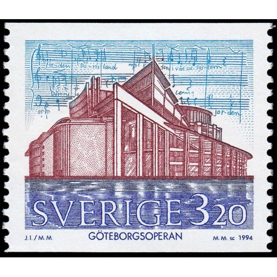Suecia Sweden 1826 1994 Inauguración de la Ópera de Goteborg MNH Suecia Sweden 1826 1994 Inauguración de la Ópera de Goteborg MNH