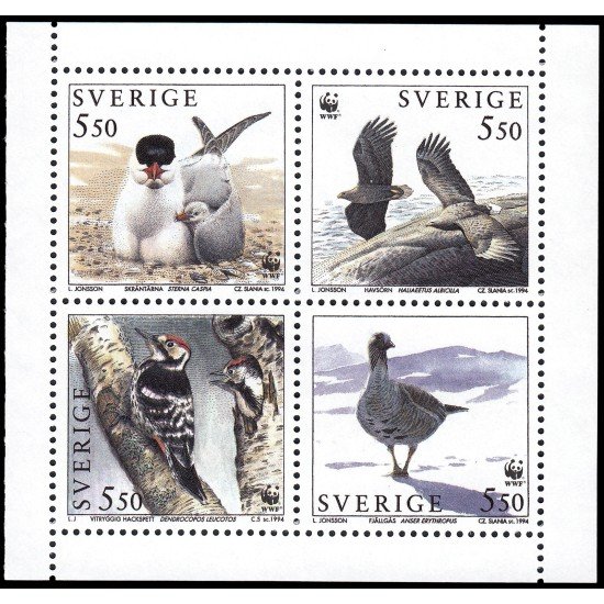 Suecia Sweden 1829/32 1994 Protección de pájaros MNH Suecia Sweden 1829/32 1994 Protección de pájaros MNH