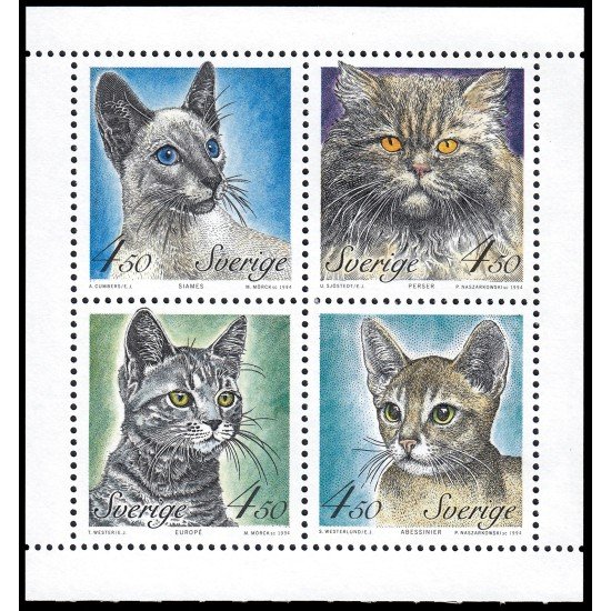 Suecia Sweden 1800/03 1994 Gatos de raza MNH Suecia Sweden 1800/03 1994 Gatos de raza MNH