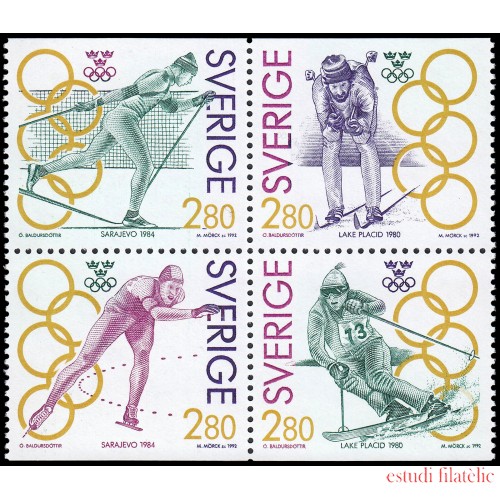 Suecia Sweden 1682/85 1992 Campeones suecos con medalla de oro en los Juegos olímpicos MNH