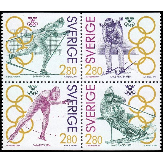 Suecia Sweden 1682/85 1992 Campeones suecos con medalla de oro en los Juegos olímpicos MNH