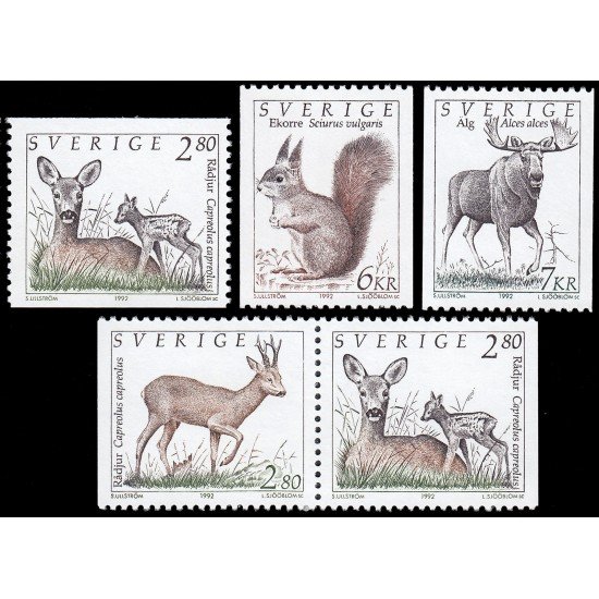 Suecia Sweden 1686/86A 1992 Fauna Animales salvajes de Suecia MNH