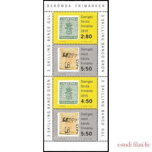 Suecia Sweden 1694 1992 Año del sello postal Sellos famosos Carnet MNH