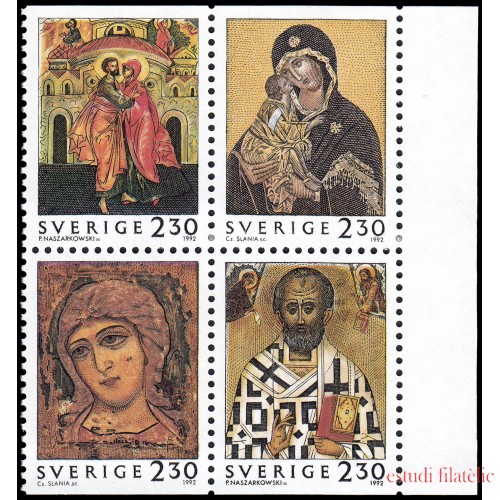 Suecia Sweden 1730/33 1992 Navidad Iconos Emisión conjunta Rusia-Suecia MNH