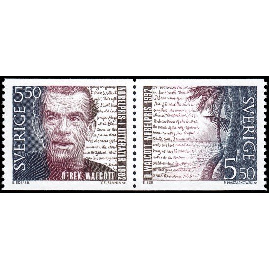 Suecia Sweden 1734/35 1992 Homenaje a Derek Walcott premio Nobel de literatura 1992 MNH Suecia Sweden 1734/35 1992 Homenaje a Derek Walcott premio Nobel de literatura 1992 MNH