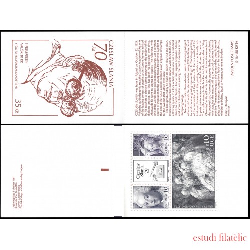 Suecia Sweden C1670 1991 Día del sello y 70 aniv. del grabador Zceslaw Slania Carnet MNH