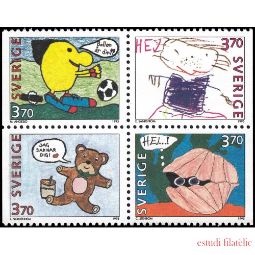 Suecia Sweden 1877/80 1995 Sellos con mensajes Dibujos infantiles MNH