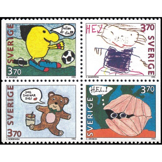 Suecia Sweden 1877/80 1995 Sellos con mensajes Dibujos infantiles MNH Suecia Sweden 1877/80 1995 Sellos con mensajes Dibujos infantiles MNH
