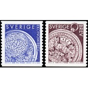 Suecia Sweden 2139/40 2000 Reloj del rey Carlos XII MNH