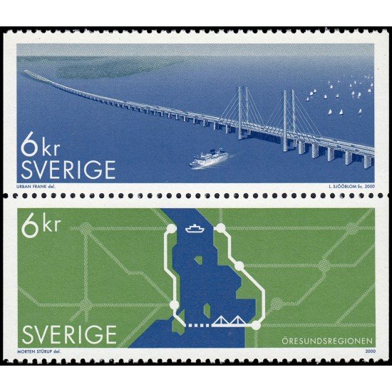 Suecia Sweden 2159/60 2000 Puente sobre el Oresund Emisión conjunta con Dinamarca MNH