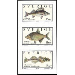 Suecia Sweden 2227/29 2001 Fauna Peces basados en dibujos de Wilhelm von Wright Autoadhesivos