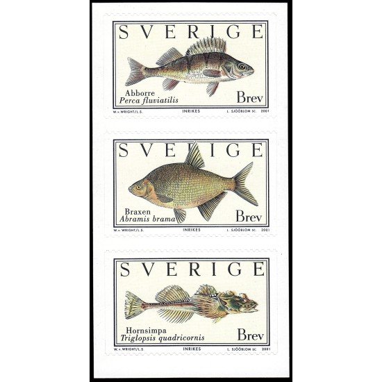 Suecia Sweden 2227/29 2001 Fauna Peces basados en dibujos de Wilhelm von Wright Autoadhesivos Suecia Sweden 2227/29 2001 Fauna Peces basados en dibujos de Wilhelm von Wright Autoadhesivos