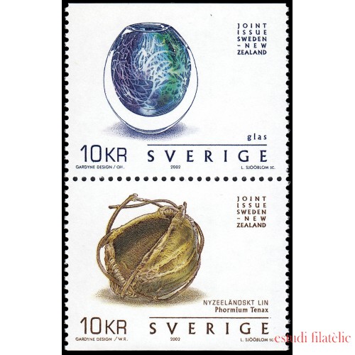 Suecia Sweden 2279/80 2002 Arte y artesanía Emisión conjunta con Nueva Zelanda MNH