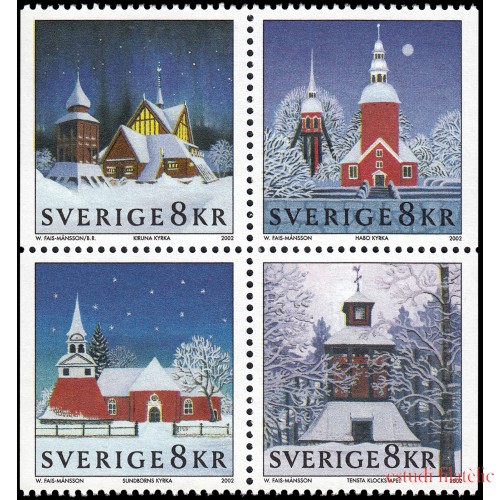Suecia Sweden 2304/07 2002 Navidad Iglesias en Navidad MNH