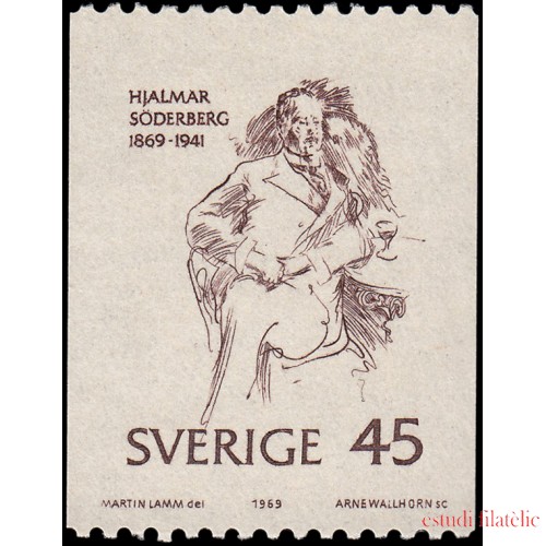 VAR3 Suecia Sweden 634 1969 Centenario del nacimiento del escritor Hjalmar Soderberg MNH