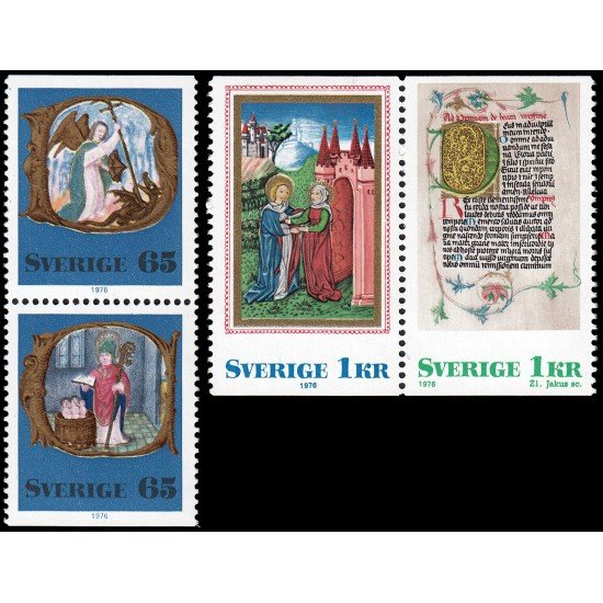 Suecia Sweden 946/49 1976 Navidad Iluminaciones medievales MNH Suecia Sweden 946/49 1976 Navidad Iluminaciones medievales MNH