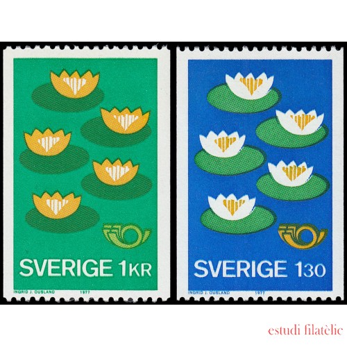 Suecia Sweden 952/53  1977  Nenúfares MNH