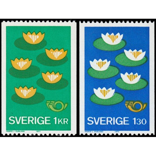 Suecia Sweden 952/53 1977 Nenúfares MNH Suecia Sweden 952/53 1977 Nenúfares MNH