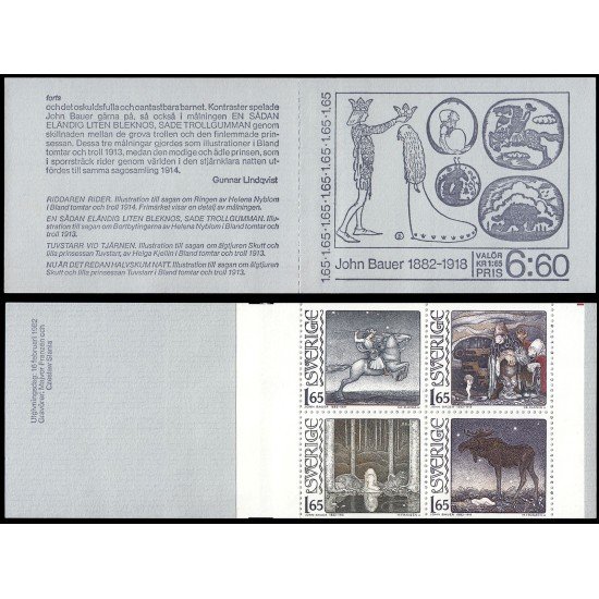 Suecia Sweden C1160 1982 Centenario del nacimiento de John Bauer ilustrador Carnet MNH Suecia Sweden C1160 1982 Centenario del nacimiento de John Bauer ilustrador Carnet MNH