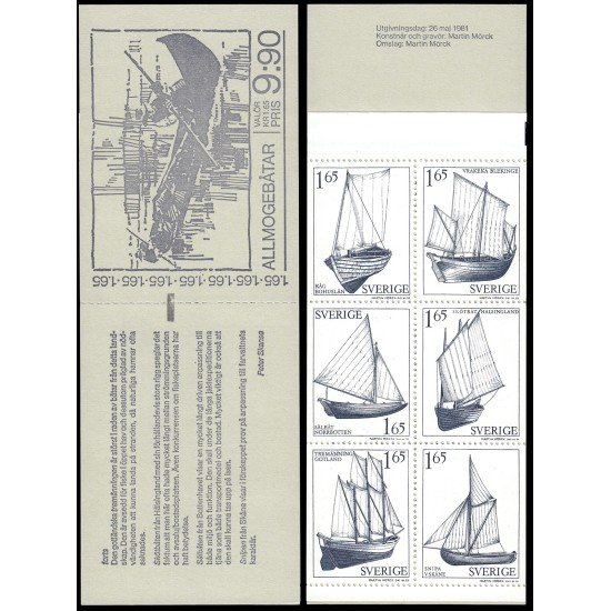 Suecia Sweden C1134 1981 Barcos de diferentes regiones Carnet MNH Suecia Sweden C1134 1981 Barcos de diferentes regiones Carnet MNH