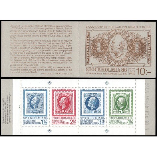 Suecia Sweden C1221 1983 Estocolmomanía 86 Exposición filatélica internacional Carnet MNH Suecia Sweden C1221 1983 Estocolmomanía 86 Exposición filatélica internacional Carnet MNH