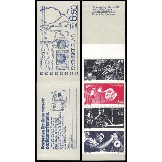 Suecia Sweden C725 1972 Fabricación de vidrio en Suecia Carnet MNH Suecia Sweden C725 1972 Fabricación de vidrio en Suecia Carnet MNH
