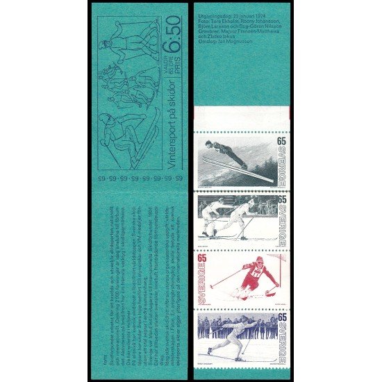 Suecia Sweden C815 1974 Deportes de invierno con esquís Carnet MNH Suecia Sweden C815 1974 Deportes de invierno con esquís Carnet MNH