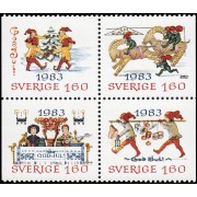 Suecia Sweden 1240/43 1983 Navidad Antiguas postales navideñas MNH