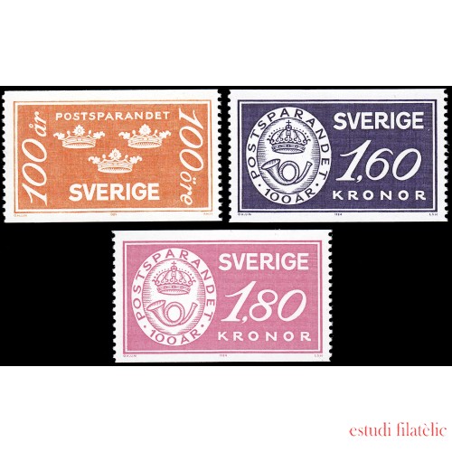 Suecia Sweden 1249/51 1984 Centenario de la caja de ahorros postal sueca MNH
