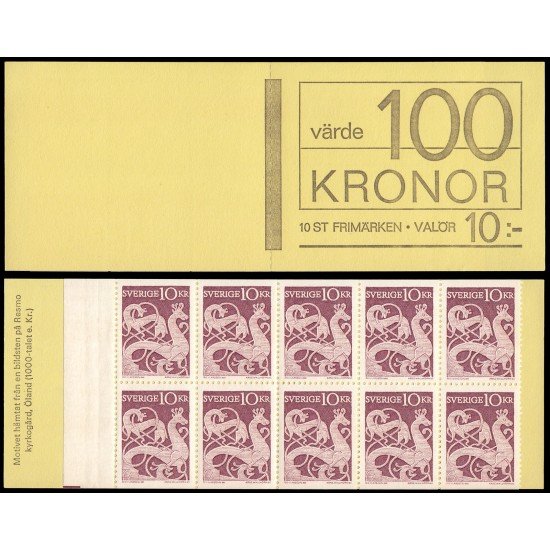 Suecia Sweden C481 1961 Piedra rúnica con diseño de animales Carnet MNH Suecia Sweden C481 1961 Piedra rúnica con diseño de animales Carnet MNH