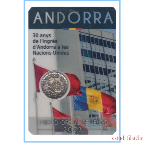 Andorra 2023 Cartera Oficial Coin Card Moneda 2 € conm Nacions Unides 