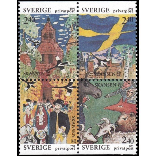 Suecia Sweden 1645/48 1991 Centenario del Museo Skansen de Estocolmo MNH