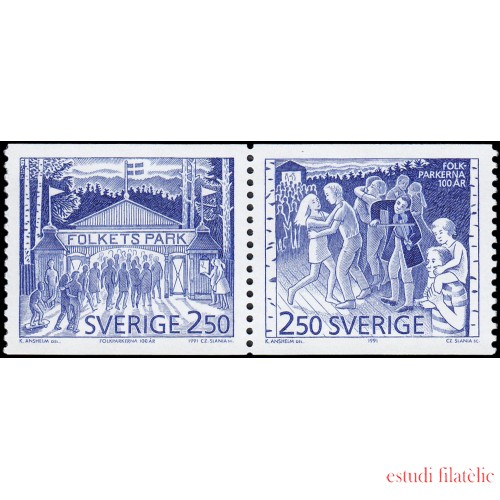 Suecia Sweden 1651/52 1991 Centenario de los parques de atracciones MNH