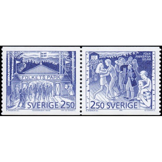 Suecia Sweden 1651/52 1991 Centenario de los parques de atracciones MNH Suecia Sweden 1651/52 1991 Centenario de los parques de atracciones MNH