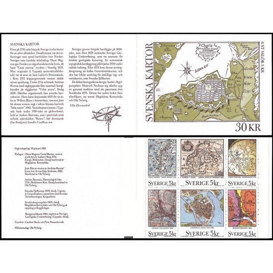 Suecia Sweden C1637 1991 Mapas y planos Carnet MNH Suecia Sweden C1637 1991 Mapas y planos Carnet MNH