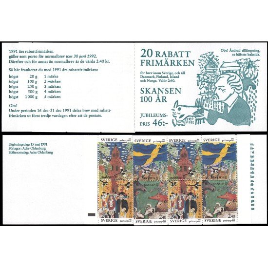 Suecia Sweden C1645 1991 Centenario del Museo Skansen de Estocolmo Carnet MNH Suecia Sweden C1645 1991 Centenario del Museo Skansen de Estocolmo Carnet MNH