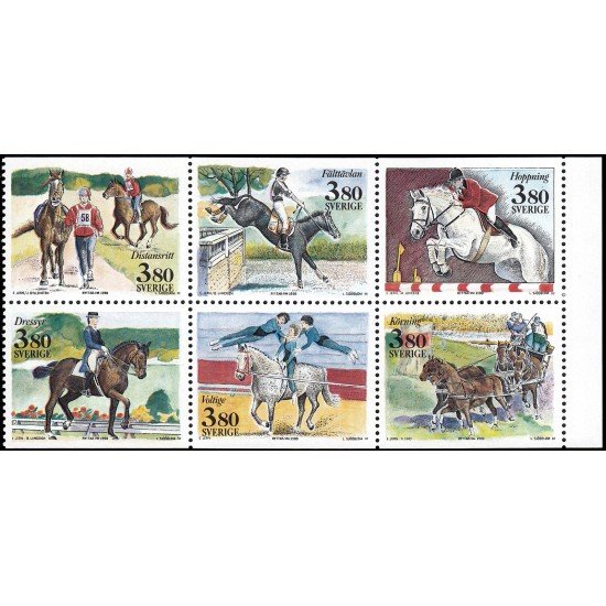 Suecia Sweden 1583/88 1990 Juegos ecuestres mundiales en Estocolmo MNH Suecia Sweden 1583/88 1990 Juegos ecuestres mundiales en Estocolmo MNH
