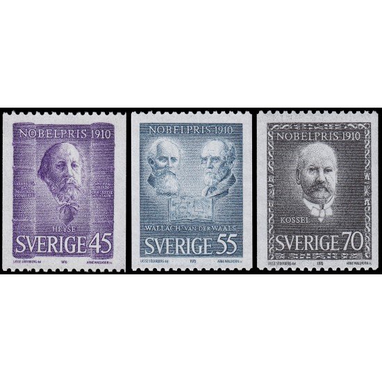 Suecia Sweden 678/80 1970 Galardonados con el premio Nobel 1910 MNH Suecia Sweden 678/80 1970 Galardonados con el premio Nobel 1910 MNH