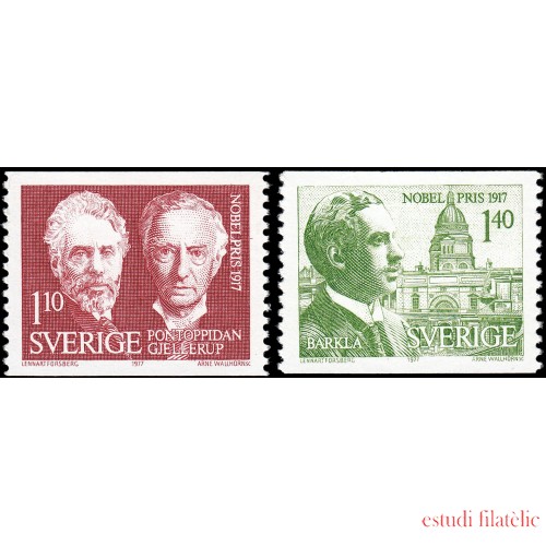 Suecia Sweden 991/92 1977 Galardonados con el premio Nobel 1917 MNH