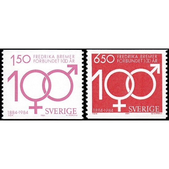 Suecia Sweden 1280/81 1984 Centenario de la Asociación Frederika Bremer por los derechos de la mujer MNH Suecia Sweden 1280/81 1984 Centenario de la Asociación Frederika Bremer por los derechos de la mujer MNH