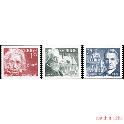 Suecia Sweden 1155/57 1981 Galardonados con el premio Nobel 1921 MNH