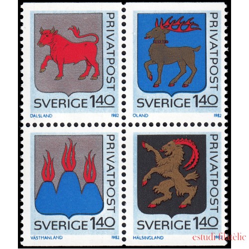 Suecia Sweden 1171/74 1982 Armas Provinciales MNH