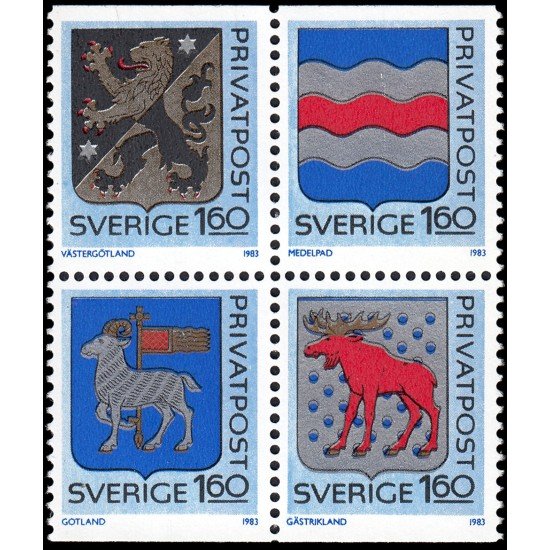 Suecia Sweden 1215/18 1983 Armas Provinciales MNH Suecia Sweden 1215/18 1983 Armas Provinciales MNH