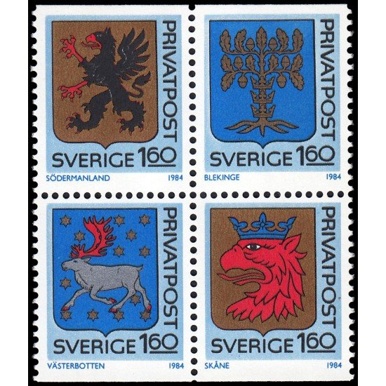 Suecia Sweden 1260/63 1984 Armas Provinciales MNH Suecia Sweden 1260/63 1984 Armas Provinciales MNH