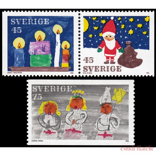 Suecia Sweden 762/64 1972 Navidad Dibujos infantiles MNH