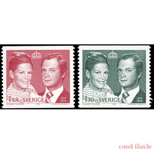 Suecia Sweden 925/26 1976 Matrimonio Real entre el Rey Carlos Gustavo XVI y Silvia Sommerlath MNH